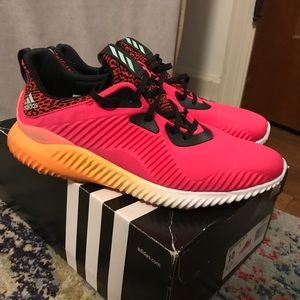 Adidas pink and orange Alphabounce running shoes